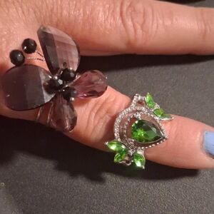 Chic Purple and Green Gemstone Rings